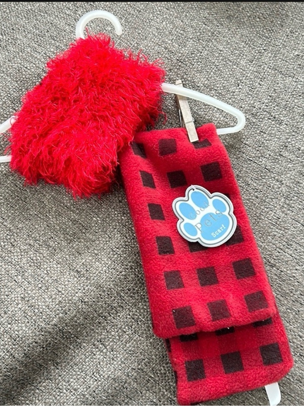 Good Pets Red Black Plaid Doggie Scarf & Muffler Set NWT